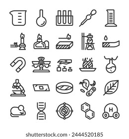 Chemistry and scientific experiment icon set