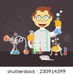 Chemistry scientist color flat vector illustration