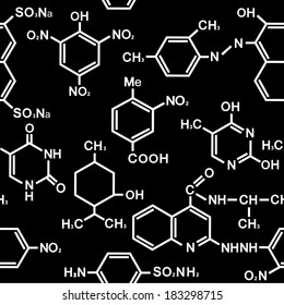 Chemistry Seamless Pattern With Elements And Formulas