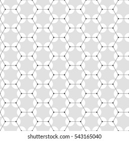 Chemistry seamless pattern, hexagonal design molecule structure on gray, scientific or medical DNA research. Medicine, science and technology concept. Geometric abstract background