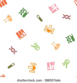 Chemistry Seamless repeatable pattern. Style is flat vector symbols on a white background.