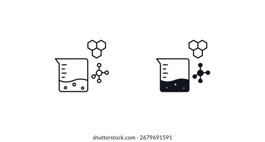 Ícone de conjunto de química com ilustração de stock de vetor de fundo branco