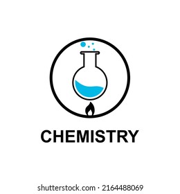 Señal de química en forma de círculo. Ilustración vectorial de los frascos químicos. Símbolo de química de estilo minimalista. Signo de laboratorio.