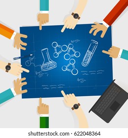 chemistry study element scribble doodle science hand drawing research collaboration in laboratory working together 