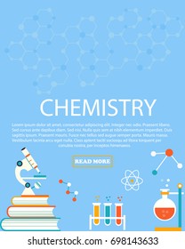 Chemistry study and science. Education and science layout concepts. Flat modern style.