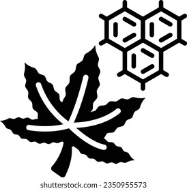 Diseño de iconos de vectores de sustancias y productos químicos, símbolo de cannabis y marihuana, signo de thc y cbd, ilustración recreativa de la población de drogas de origen vegetal, concepto de ciencia de plantas de cáñamo