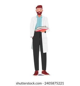 Chemistry Teacher In A White Lab Coat, Passionate About Elements And Reactions, Engages Students With Expertise, Fostering Curiosity In The Fascinating World Of Science. Cartoon Vector Illustration