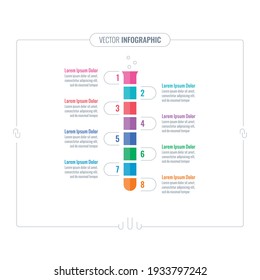 chemistry test tube infographic template. scientific information template. web, internet, annual report, magazine infographic template. eight option information template