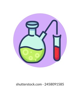 Chemistry thin icons set. Formula of dna molecule, chemical reaction, scientific experiment, medical laboratory. Line vector icons set for lab research, biology, science concept