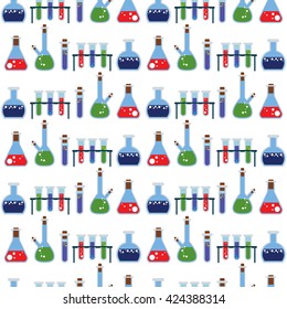 Chemistry tube flat seamless pattern 