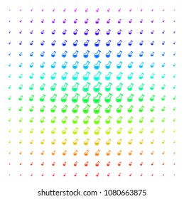 Chemistry Tube icon spectral halftone pattern. Vector chemistry tube pictograms arranged into halftone grid with vertical rainbow colors gradient. Designed for backgrounds,