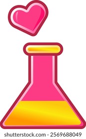 chemistry tube with red heart love poisson