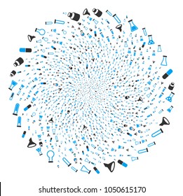 Chemistry Tubes cycle bang. Element cluster organized from randomized chemistry tubes symbols. Vector illustration style is flat iconic symbols.