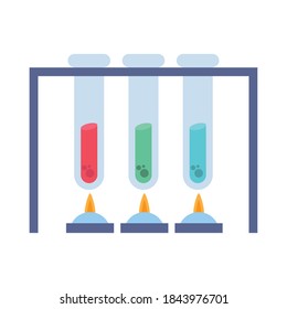 chemistry tubes with flames design, science and laboratory theme Vector illustration