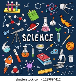 Chemistry vector chemical science or pharmacy research in school laboratory for technology or experiment in laboratory illustration set of lab scientific education microscope isolated on background