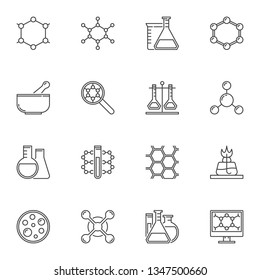 Chemistry vector concept icons or design elements in outline style