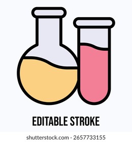 Chemistry Vector Icon, Isolated Vector Lineal Color Style Icon, Editable Stroke.