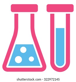 Chemistry vector icon. Style is bicolor flat symbol, pink and blue colors, rounded angles, white background.