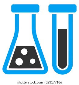 Chemistry vector icon. Style is bicolor flat symbol, blue and gray colors, rounded angles, white background.