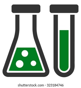 Chemistry vector icon. Style is bicolor flat symbol, green and gray colors, rounded angles, white background.