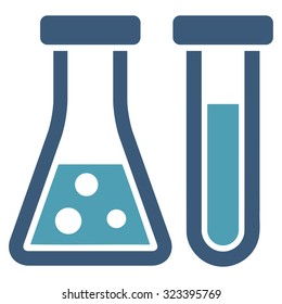 Chemistry vector icon. Style is bicolor flat symbol, cyan and blue colors, rounded angles, white background.