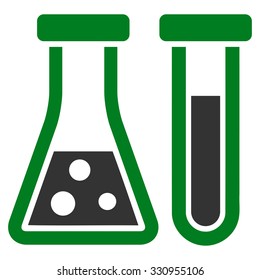 Chemistry vector icon. Style is bicolor flat symbol, green and gray colors, rounded angles, white background.