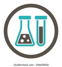 Chemistry vector icon. Style is bicolor flat rounded symbol, grey and cyan colors, rounded angles, white background.