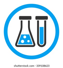 Chemistry vector icon. Style is bicolor flat rounded symbol, blue and gray colors, rounded angles, white background.