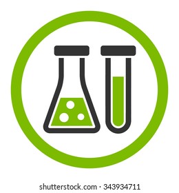 Chemistry vector icon. Style is bicolor flat rounded symbol, eco green and gray colors, rounded angles, white background.