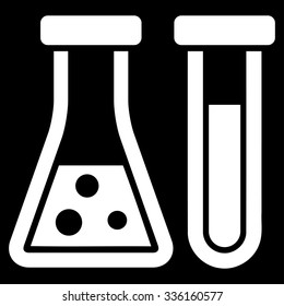 Chemistry vector icon. Style is flat symbol, white color, rounded angles, black background.