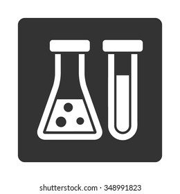 Chemistry vector icon. Style is flat rounded square button, white and gray colors, white background.