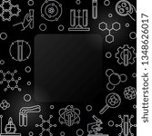 Chemistry vector outline silver square frame. Chemical background with empty space for your text