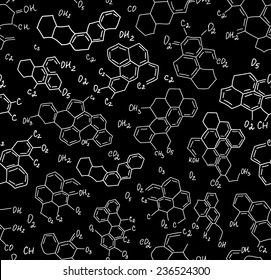 Chemistry vector seamless pattern with molecular combinations and formulas