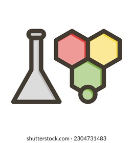 Diseño de iconos de colores llenos de la línea gruesa del vector de química