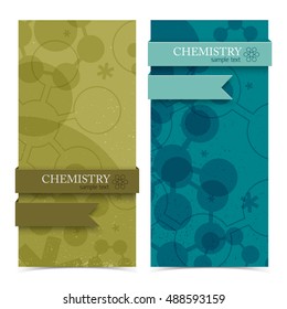 Chemistry vertical banners set with molecule pattern isolated vector illustration