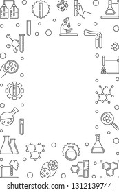 Chemistry vertical outline vector minimal banner with empty space for text on white background