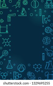Chemistry vertical vector linear colorful banner with empty space for text on dark background