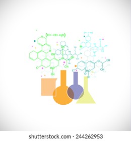 chemistry with vitro glass and molecular structure graphic background, vector illustrator