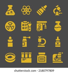 chemistry web icons. Flask and Chemistry, Microscope and Flask symbol, vector signs