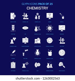 Chemistry White icon over Blue background. 25 Icon Pack
