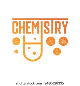 chemistry word and test tube concept. Chemistry concept for the world of education and science. chemistry logo