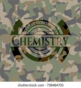Chemistry written on a camouflage texture