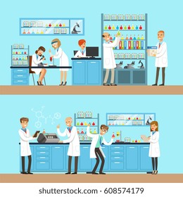 Chemists In The Chemical Research Lab Doing Experiments And Running Chemical Tests
