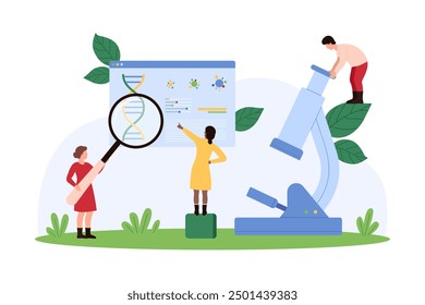Chemists engaged in complex experiments involving chemical reactions, laboratory apparatus, and scientific analysis. Equipment includes flasks, beakers, and test tubes vector illustration.
