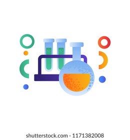 Chemists scientists equipment, education concept, school supplies vector Illustration on a white background