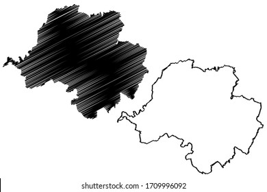 Chemnitz City (República Federal de Alemania, Sajonia) mapa ilustración vectorial, dibujo garabateado Ciudad de Chemnitz mapa