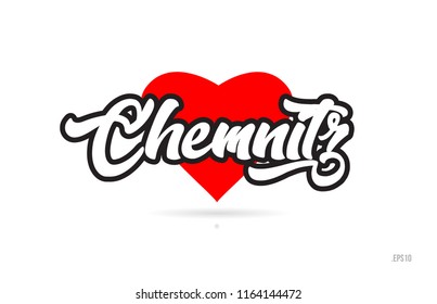 chemnitz city text design with red heart typographic icon design suitable for touristic promotion