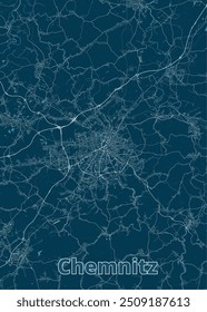 Chemnitz, Alemania cartel de mapa de plano artístico