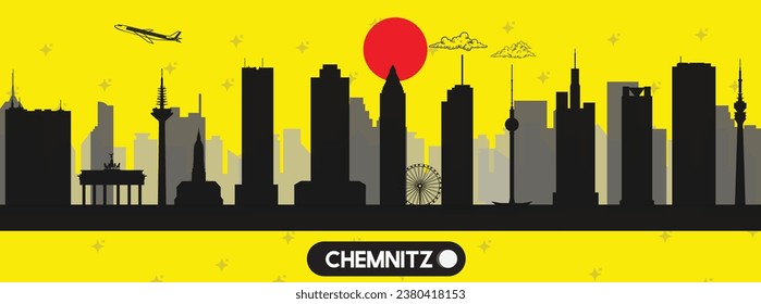 Chemnitz, Alemania hermosa ilustración de vector de línea de horizonte