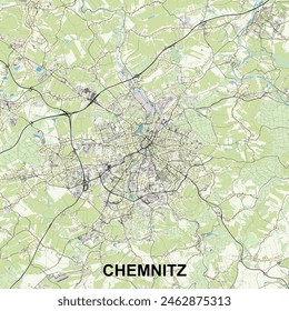 Chemnitz, Alemania mapa poster art